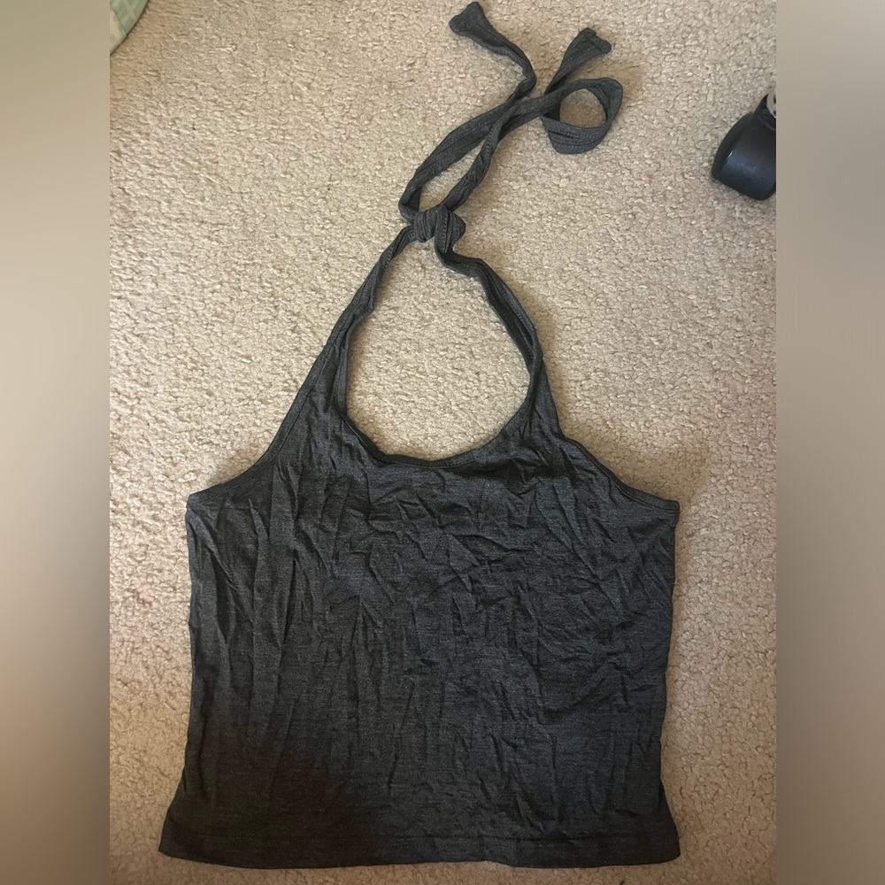 Grey crop top. Tie around neck
